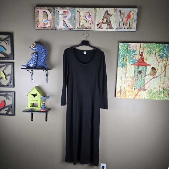 Eileen Fisher Black Long Scoop Neck Dress Medium